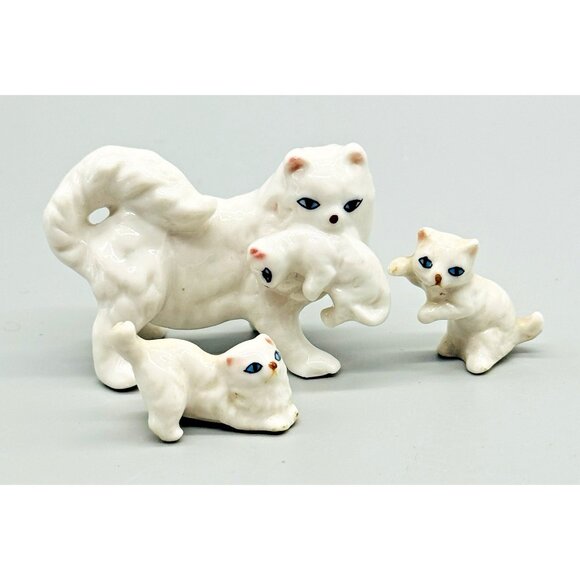 Unbranded Other - Bone China White Persian Cat Kitten Figurine Japan Lot of 3 Miniature